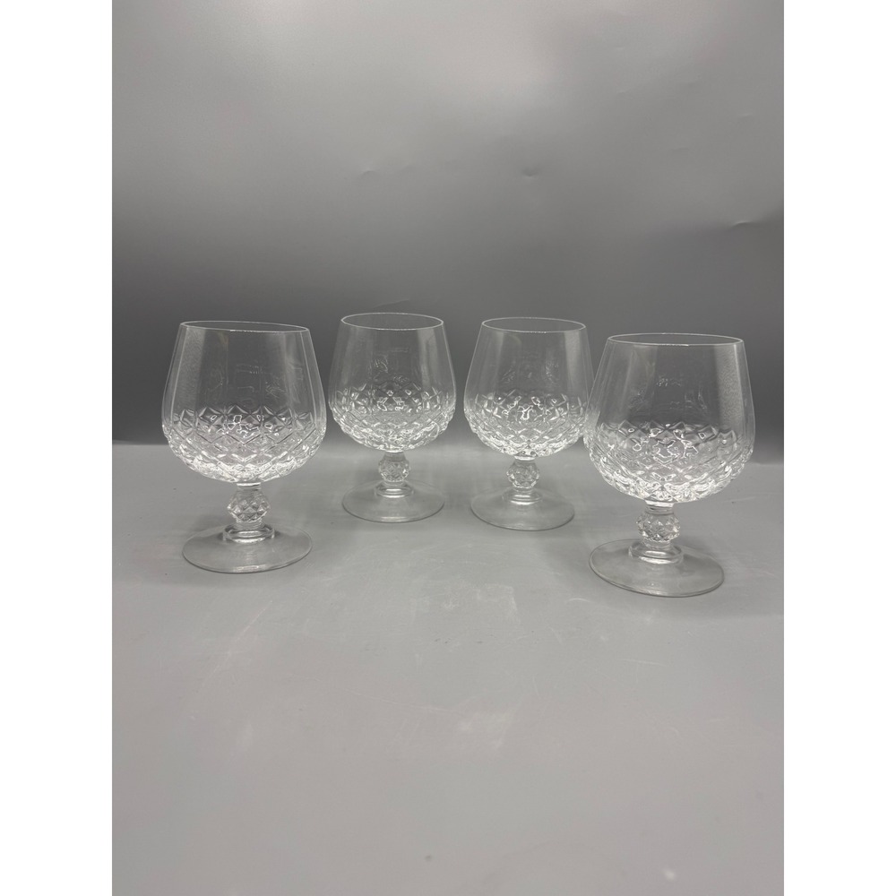 Set 4 Cristal D'Arques Longchamp Brandy Glasses Crystal Clear Cut Bar France Lot